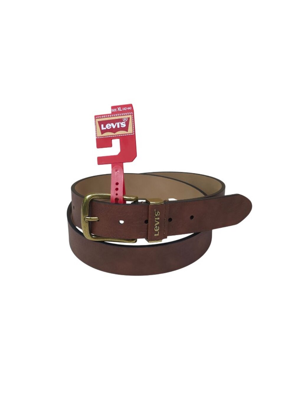 Levis Mens Brown Synthetic Leather Belt With Brass Buckle Size XL 42-44